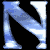 nine identical blue and white stylized 'N' letters on a black background with one gray square in the bottom right corner