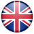Circular pixelated icon featuring the Union Jack flag design with red, white, and blue colors on a gray background.