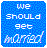 Static pixel art icon with blue background and white text reading 'we should get married' in a retro digital style.