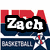 four buddy icons featuring USA Basketball branding with red, white, and blue colors; the top-left icon displays 'Zach', top-right shows 'Gale', bottom-left has '#23', all with a basketball player silhouette