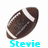 Pixelated dark brown football with white stripes on white background, labeled 'Stevie' in cyan text below.