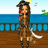 Pixelated character in pirate attire stands on a wooden deck with blue water and sky background, text overlays read 'emma as a pirate!!' and 'yay!! <33'.