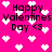 Pixelated pink background with white hearts and black text reading "Happy Valentines Day <3" in four repeated sections.
