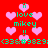 Red background with pink heart shapes and green text reading 'love mikey !!' and '(336#9829:'.