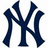 A split-screen icon with a dark blue NY logo on white left and pixelated text 'Sana loves the Ny Yankees' on bright blue right.