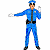 Pixelated animated buddy icon featuring a police officer in blue uniform on left and green text logo on right, displayed as contact sheet with two frames.