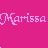 Pink background with repeated 'Marissa' text and white stick-figure animations of hearts, arms, legs, and movement sequences.