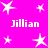 Bright pink background with white star shapes and repeated text "Jillian" in pixelated font across four positions.