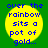 Four identical yellow circular icons with blue text reading 'over the rainbow sits a pot of gold...' on green background.