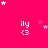 A bright pink background with scattered white and pink stars, repeated white text 'ily <3' in a pattern, and a solid gray rectangle in the bottom-right corner