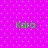 A static image with a bright pink background patterned with white dots, featuring four identical green pixelated text instances of 'Kara' arranged in a