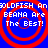 Blue background with red concentric circles and white pixelated text reading "GOLDFISH An BEANA Are The BEST!" in four identical quadrants.