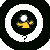 A 50x50 pixel animated buddy icon showing a yellow stick figure with white head and black outline in two frames: left frame has dark background, right frame has light background.