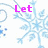 Pixelated blue snowflakes on white background with pink text 'Let It Snow' in four positions.