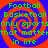 A static image with four identical quadrants featuring red spiral patterns on blue backgrounds, overlaid with green text reading "Football," "Basketball," and "only sports that matter in life.".