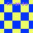 A pixelated image with blue and yellow checkered patterns and the name "Amanda" in purple text appearing four times.