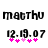 Two identical pixelated text displays with 'mathu' above '12.19.07', each followed by five pink asterisks in a