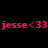Pixelated pink text 'jesse <33' repeated twice on a black background, with no visible animation changes between observations.