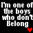 Black background with repeated white pixelated text 'I'm one of the boys who don't Belong' and red heart symbols in different positions.