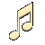 Six pastel-colored musical eighth notes arranged in a on a gray background, each note with distinct color variations