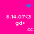 Pixelated icon with bright pink background showing repeated text and blue pixel clusters in heart and starburst shapes.