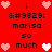Red background with pixelated text and heart symbols arranged in a pattern, featuring repeated phrases 'marisa so much i' and heart icons in pink and white