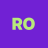 Static pixel art image with green letters RO on solid purple background.