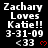 Pixelated text displays 'Zachary Loves Katie!! 3-31-09 <33' with red heart symbols on black and gray backgrounds.