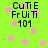 Green background with pink stars and black text reading "CuTiE FrUiTi 101" in four identical quadrants.