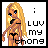 Pixel art contact sheet of a blonde cartoon woman in bikini with text 'i luv my thong' across three frames showing animation variation.