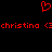 Red pixelated heart symbol above red text reading 'christina <3christina <3' on black background.