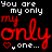 Animated contact sheet of a repeating text-based buddy icon with red and white text on black background, showing frame-by-frame animation changes in color and opacity.