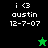 Pixelated icon with text 'i <3 austin 12-7-07' on black and green backgrounds, featuring two star symbols.