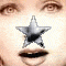 star-shaped overlays on a celebrity's face, with varying star colors and positions across frames