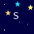 Dark blue background with scattered yellow and cyan stars, white letters S U Z Y arranged in two