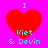 Four identical pixelated red hearts on bright pink background with cyan text "I Viet & Devin" above and below each heart.