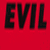 A four- displays pixelated text in red and black, with top showing 'EVIL' and 'BITCH', bottom repeating '100% Bitch'
