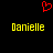Red pixelated heart symbol above two yellow text instances of 'Danielle' on black background.