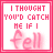 Six identical pink-bordered square display red text reading "I THOUGHT YOU'D CATCH ME IF I fell" with a blurred effect on the word "fell"