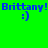 Four quadrant displays 'Brittany! :)' text with distinct background colors and pixelated blue lettering