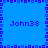 Blue background with purple pixelated border and four instances of 'John33' text in blue quadrants.