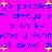 Animated text on a bright pink background with yellow starbursts, displaying blue pixelated words in a repeating pattern.