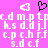 A static image with a bright pink background displays three white outlined heart shapes and multiple of pixelated lowercase letters in white