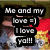 Two people embrace in a pixelated image with overlaid text reading "Me and my love =) I love yall!" and "I love you Julia and I always will!".