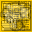 A 4-frame animated contact sheet showing a white hand cursor interacting with yellow pixelated elements on a golden background, transitioning from abstract shapes to distinct click actions.