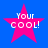Four pink star-shaped icons with white text 'YOUR COOL!' on a blue background, arranged in a