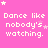 A static contact sheet of 12 identical frames showing a pink background with repeated white text "Dance like nobody's watching." and scattered star symbols, arranged in a 4x3 grid on a gray transparency background.