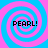 Four identical spiral patterns in cyan and magenta with 'PEARL!' text overlaid on each, arranged in a