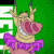 Animated cartoon character in purple tutu against green background with white text, showing frame-by-frame mouth and eye animation changes.