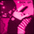 Pixelated pink and magenta image of a hand holding a guitar with checkered patterns on the arm, surrounded by scattered light pink squares.